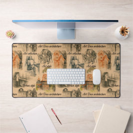 Vintage Frauen im Stadtrat Zeichnend Schreibtischunterlage