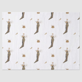 Vintage Frauen in Goldkleidung + Taschen & Schuhe Seidenpapier