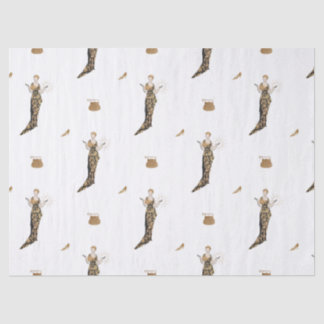 Vintage Frauen in Goldkleidung + Taschen & Schuhe Seidenpapier