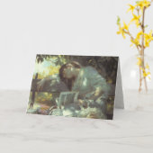 Vintage Frauen-Lesung Karte (Gelbe Blume)