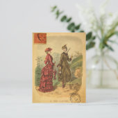 Vintage Frauen mit Modekleidung Französisch Postkarte (Stehend Vorderseite)