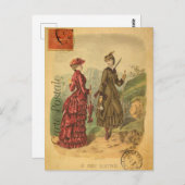 Vintage Frauen mit Modekleidung Französisch Postkarte (Vorne/Hinten)