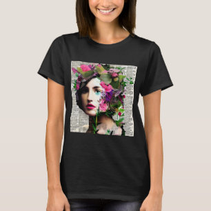 Vintage Frauen-Papier-Collage-Kunst T-Shirt