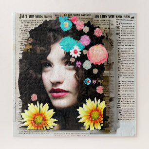 Vintage Frauen-Papiercollage-Kunst Puzzle