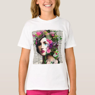 Vintage Frauen-Papiercollage-Kunst T-Shirt