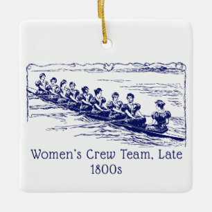 Vintage Frauen-Ruder-Crew-Team auf dem See Ende de Keramikornament