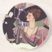 Vintage Frauen trinken Champagner rauchen Zigarett Untersetzer (Vorne)