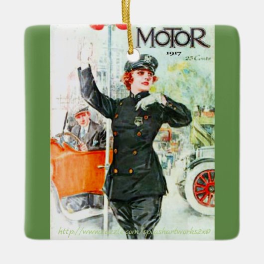 "Vintage Frauen und Räder" Keramikornament (Vorderseite)