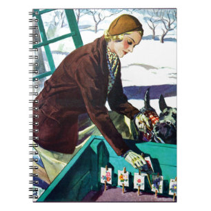 Vintage Frauen und Scottie Dog Planting Notizblock