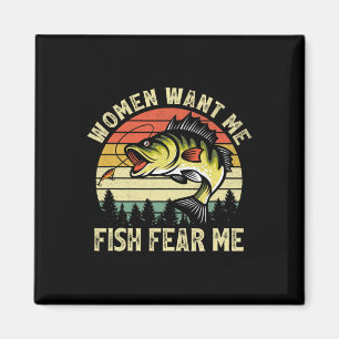 Vintage Frauen wollen mich Fisch B fürchten mich L Magnet