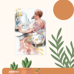 Vintage Frauenfarben Trend Portrait Leinwanddruck