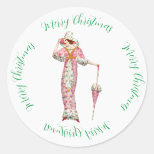 Vintage Frauenfreundschaft & Weihnachtsgrüße Runder Aufkleber