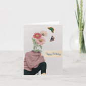 Vintage Frauenkäse Butterflies Happy Birthday Karte (Vorderseite)