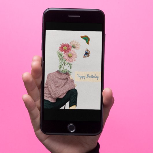 Vintage Frauenkäse Butterflies Happy Birthday Karte