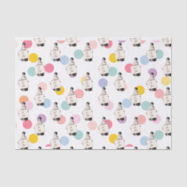 Vintage Frauenkollektoren und farbenfrohe Punkte a Seidenpapier