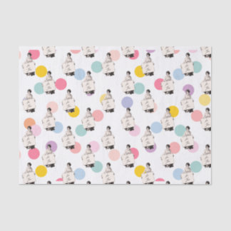 Vintage Frauenkollektoren und farbenfrohe Punkte a Seidenpapier