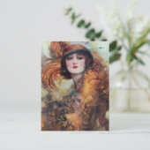 Vintage Frauenportrait 20s Flop Hat Art Postkarte (Stehend Vorderseite)