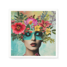 Vintage Frauenporträt mit Blumen