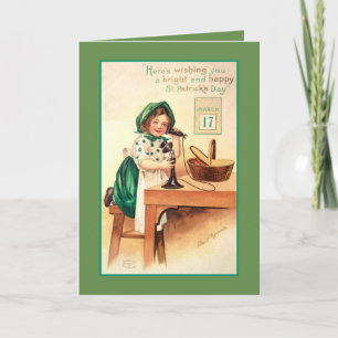 Vintage Fräulein am Telefon Karte
