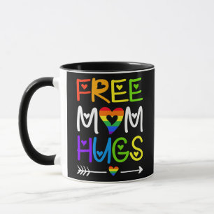Vintage Free Mom Hugs Rainbow Heart LGBT  Tasse