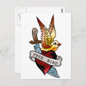 Vintage freie Vogeltätowierung Postkarte (Vorne/Hinten)