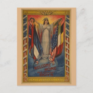 Vintage Freiheit der Weltfriedensjustiz Postkarte