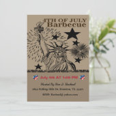 Vintage Freiheitsstatue 4. Juli Barbecue Einladung (Stehend Vorderseite)
