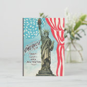 Vintage Freiheitsstatue Amerika zuerst (Stehend Vorderseite)