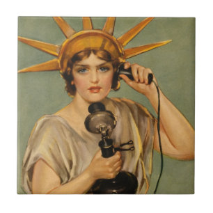 Vintage Freiheitsstatue, Erster Vaterländischer Kr Fliese