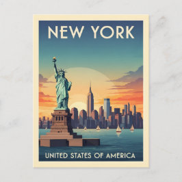 Vintage Freiheitsstatue in New York Postkarte