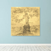 Vintage Freiheitsstatue, New Yorker verschlungene Leinwanddruck (Insitu (Holzboden))