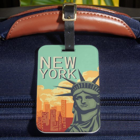 Vintage Freiheitsstatue von NEW YORK Gepäckanhänger (Vorderseite Insitu 2)
