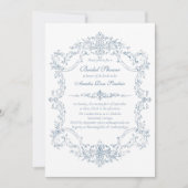 Vintage French Blue Frame Bridal Shower Einladung (Vorderseite)