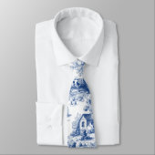 Vintage French Blue Toile de Jouy Krawatte (Gebunden)