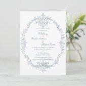 Vintage French Blue Wedding Frame Einladung (Stehend Vorderseite)