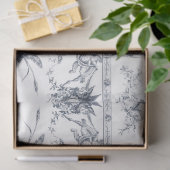 Vintage French Blue White Toile Peacock Botanical Seidenpapier (Geschenk)