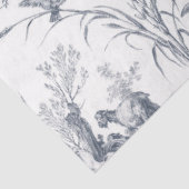 Vintage French Blue White Toile Peacock Botanical Seidenpapier (Ausschnitt)