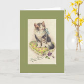 VINTAGE FRENCH CAT FRENCH FRENCH NEUES JAHR New Ye Karte (Gelbe Blume)