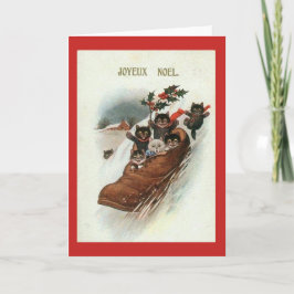 Vintage French Cats Christmas Card - fröhliche Wei Feiertagskarte