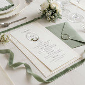 Vintage French Country Monogram Wedding Menükarte