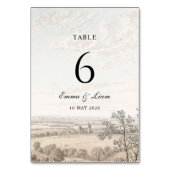 Vintage French Country Toile Wedding Tischnummer (Vorderseite)