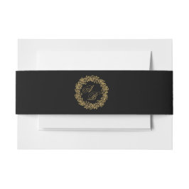 Vintage French Elegant Gold Flora Monogram Wedding Einladungsbanderole