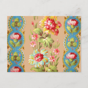 Vintage French Floral Textile Pattern Postkarte