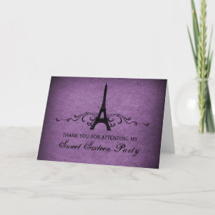 Vintage French Flourish Sweet 16 Dankeschön-Karte Dankeskarte