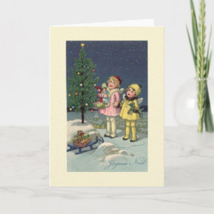 Vintage French Fröhliche Noel Christmas Card Feiertagskarte
