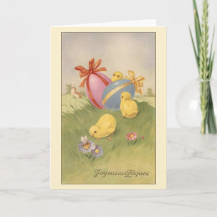 Vintage French Fröhliche Ostern Easter Card Feiertagskarte
