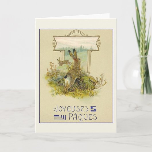 Vintage French Fröhliche Ostern Easter Card Feiertagskarte (Vorderseite)
