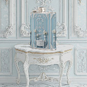 Vintage French Heritage Luxury Romantic Blue White Flachmann