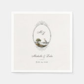 Vintage French Landscape Monogram Wedding Napkin Serviette (Vorderseite)