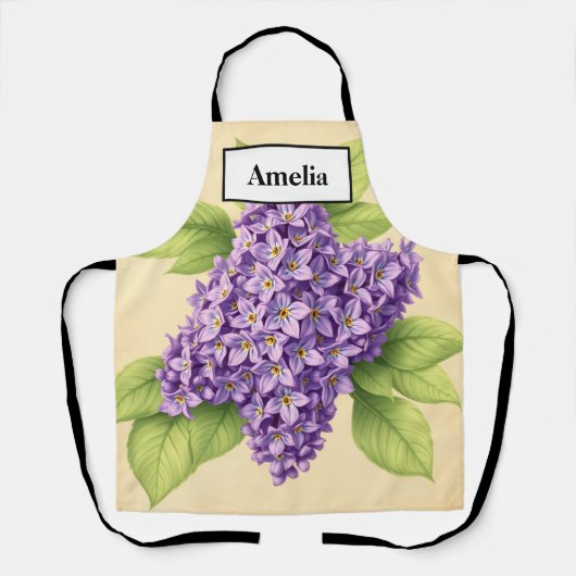 Vintage French Lilac Botanical Apron Schürze (Vorderseite)